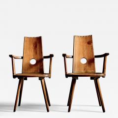  Vervoort Tilburg Pair of Brutalist Armchairs in solid Oak by Vervoort Tilburg - 4683820