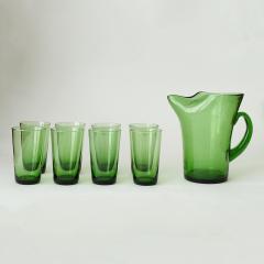  Vetrerie di Empoli Green Glass Pitcher and Eight Glasses by Vetri Taddei di Empoli - 4324830