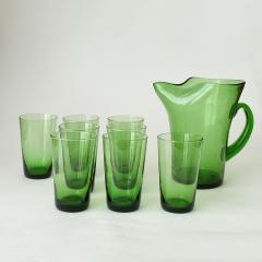  Vetrerie di Empoli Green Glass Pitcher and Eight Glasses by Vetri Taddei di Empoli - 4324833