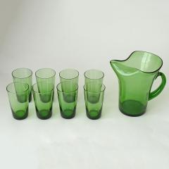  Vetrerie di Empoli Green Glass Pitcher and Eight Glasses by Vetri Taddei di Empoli - 4324835