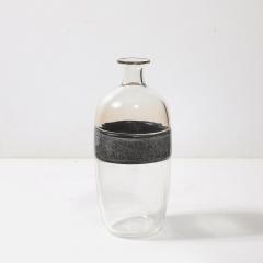  Vetri Murano Mid Century Hand Blown Clear and Smoked Murano Glass Vase signed Vetri Murano - 4265872