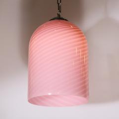  Vetri Murano Mid Century Modern Conical Candy Stripe Handblown Murano Pink Pendant by Vetri - 2050532