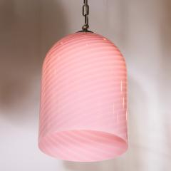  Vetri Murano Mid Century Modern Conical Candy Stripe Handblown Murano Pink Pendant by Vetri - 2050553