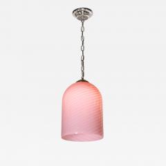  Vetri Murano Mid Century Modern Conical Candy Stripe Handblown Murano Pink Pendant by Vetri - 2050801