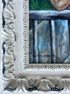  Victor Manuel Cuban Artist Victor Manuel Oil Painting of Two Women on a Balcony - 4125678