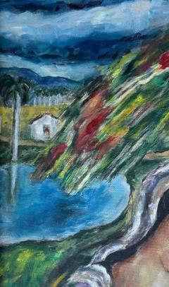  Victor Manuel Cuban Artist Victor Manuel Oil Painting of Two Women on a Balcony - 4125686