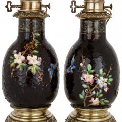  Vieillard Cie Pair of faience oil lamps attributed to Vieillard Cie - 2093568