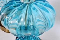  Vintage Murano Gallery Substantial Pair of Turquoise Murano Glass Table Lamps 1950s - 2937445