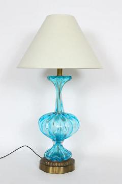  Vintage Murano Gallery Substantial Pair of Turquoise Murano Glass Table Lamps 1950s - 2937465