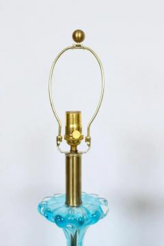  Vintage Murano Gallery Substantial Pair of Turquoise Murano Glass Table Lamps 1950s - 2937466