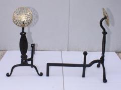  Virginia Metalcrafters VMC Virginia Metal crafters Iron With Brass Medallions Andirons - 1606911