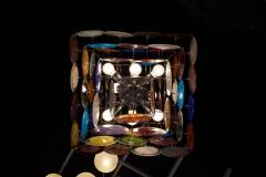  Vistosi 1 of 2 Large Multi Color Murano Glass Disk Chandelier Attributed to Vistosi - 1211174