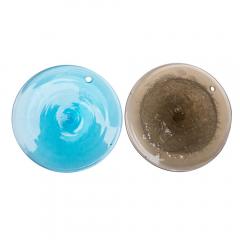  Vistosi 1970s Vistosi Disc Ceiling light blue and smoke blown glass components - 1402233