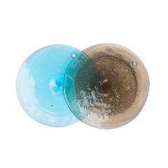  Vistosi 1970s Vistosi Disc Ceiling light blue and smoke blown glass components - 1402235