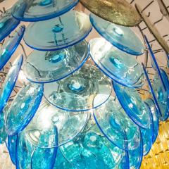  Vistosi 1970s Vistosi Disc Ceiling light blue and smoke blown glass components - 1402240