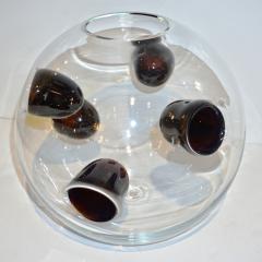  Vistosi 1980s Vistosi Post Modern Purple Wine Color Crystal Murano Glass Round Vase - 2015343