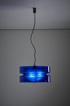  Vistosi Blue Murano Glass Suspension L 134 Lamp by Vistosi 1960s - 4496781