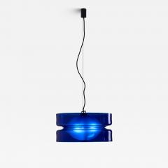 Vistosi Blue Murano Glass Suspension L 134 Lamp by Vistosi 1960s - 4499985