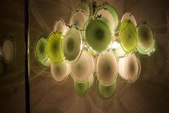  Vistosi Green Murano Disc Chandelier Attributed to Vistosi 1970s - 1847361