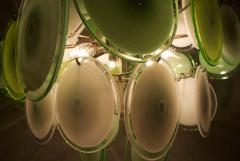  Vistosi Green Murano Disc Chandelier Attributed to Vistosi 1970s - 1847362