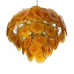  Vistosi ITALIAN AMBER COLOUR BULLICANTE DISC CHANDELIER FROM VISTOSI - 2128624