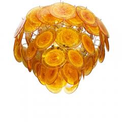  Vistosi ITALIAN AMBER COLOUR BULLICANTE DISC CHANDELIER FROM VISTOSI - 2128634