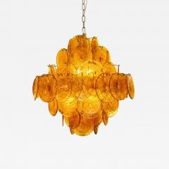  Vistosi ITALIAN AMBER COLOUR BULLICANTE DISC CHANDELIER FROM VISTOSI - 2131799