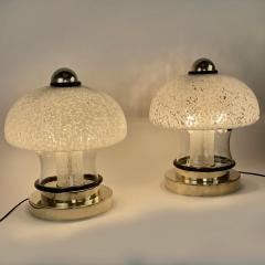  Vistosi Late 20th Century Pair of Brass Murano Art Glass Table Lamps Italy 1970s - 2467672