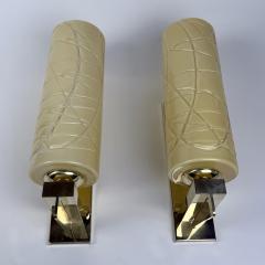  Vistosi Late 20th Century Pair of Brass and Yellow Murano Glass Sconces by Vistosi - 4446295