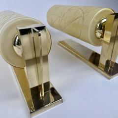  Vistosi Late 20th Century Pair of Brass and Yellow Murano Glass Sconces by Vistosi - 4446297