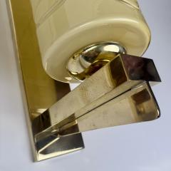  Vistosi Late 20th Century Pair of Brass and Yellow Murano Glass Sconces by Vistosi - 4446298