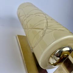  Vistosi Late 20th Century Pair of Brass and Yellow Murano Glass Sconces by Vistosi - 4446300