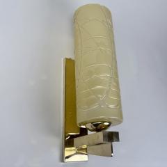  Vistosi Late 20th Century Pair of Brass and Yellow Murano Glass Sconces by Vistosi - 4446301