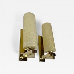  Vistosi Late 20th Century Pair of Brass and Yellow Murano Glass Sconces by Vistosi - 4447106