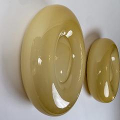 Vistosi Late 20th Century Pair of Mustard Color Oval Murano Glass Sconces by Vistosi - 4431039