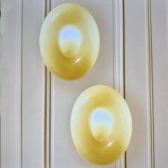  Vistosi Late 20th Century Pair of Mustard Color Oval Murano Glass Sconces by Vistosi - 4431042