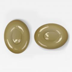  Vistosi Late 20th Century Pair of Mustard Color Oval Murano Glass Sconces by Vistosi - 4434797