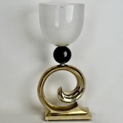  Vistosi Late20th Century Brass Black Ceramic White Murano Glass Table Lamp by Vistosi - 3382048