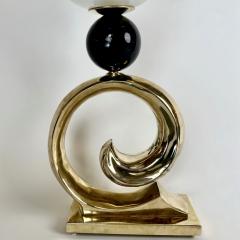  Vistosi Late20th Century Brass Black Ceramic White Murano Glass Table Lamp by Vistosi - 3382051