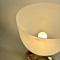  Vistosi Late20th Century Brass Black Ceramic White Murano Glass Table Lamp by Vistosi - 3382054