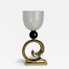  Vistosi Late20th Century Brass Black Ceramic White Murano Glass Table Lamp by Vistosi - 3384385