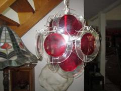  Vistosi Lovely Petite Vistosi Red Lucite Disk Chandelier Mid Century Modern - 1749610