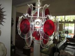  Vistosi Lovely Petite Vistosi Red Lucite Disk Chandelier Mid Century Modern - 1749612