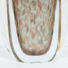  Vistosi Mid Century Handblown Murano Glass Vase with 24k Yellow Rose Gold by Vistosi - 1560294