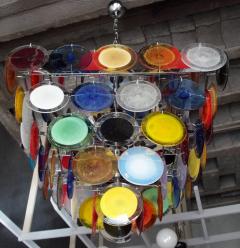  Vistosi Monumental Multi Color Murano Glass Disk Chandelier by Vistosi - 842932