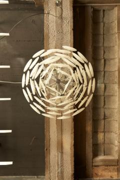  Vistosi Monumental White Iridescent Murano Glass Disc Chandelier Attributed to Vistosi - 1098372