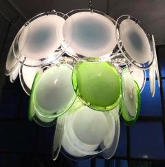  Vistosi Pair of Green and White Vistosi Disc Murano Glass Sconces or Wall Light 1970s - 1567743