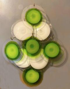  Vistosi Pair of Green and White Vistosi Disc Murano Glass Sconces or Wall Light 1970s - 3230573