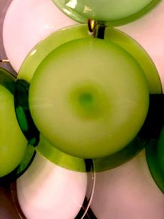  Vistosi Pair of Green and White Vistosi Disc Murano Glass Sconces or Wall Light 1970s - 3230578
