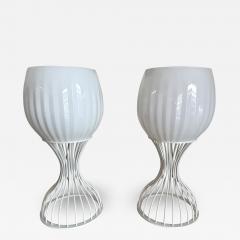  Vistosi Pair of Lamps Cup Murano Glass and White Metal by Vistosi Italy 1990s - 3036383